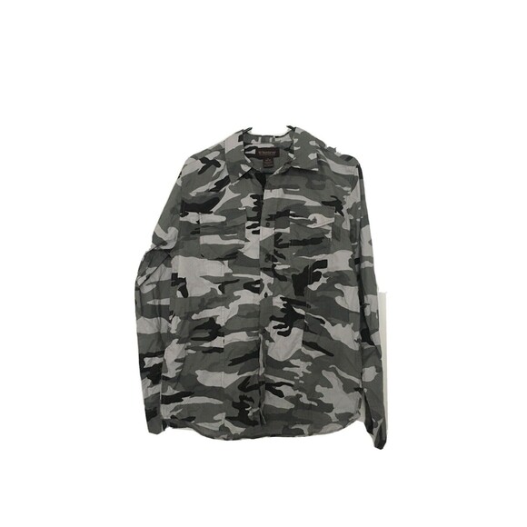 No Boundaries NOBO Men's Long Sleeve Button-Up Shirt Size Small 34-36 Gray Camo - Picture 1 of 9